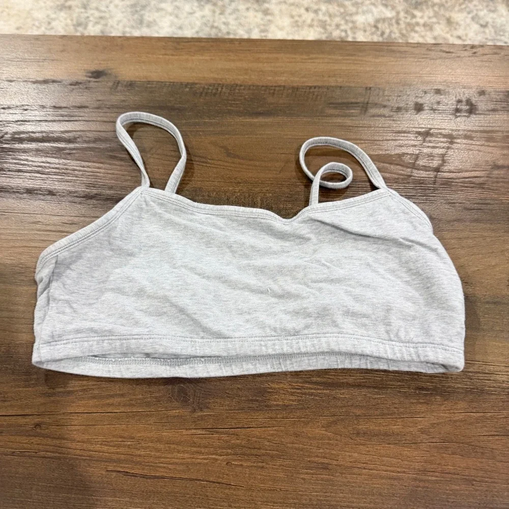 Fruit‎ of the Loom Sports Bra Girls Size 36 Gray Spaghetti Strap Cotton Stretch